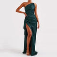 one shoulder satin dress | backless slit evening gown | elegant summer bodycon dress | ultrasonic cleaning