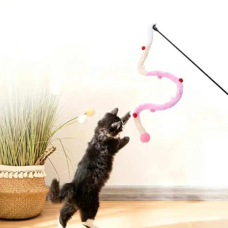 interactive cat toy | soft plush cat teaser | kitten play stick | energy saving