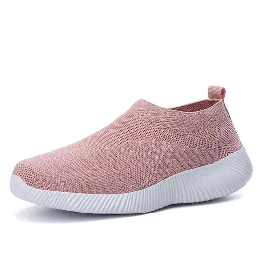 stretch mesh slip-on shoes | breathable knit flats | soft sole walking shoes | ultrasonic cleaning