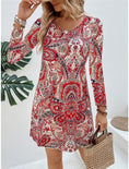 Women's Casual Printed Paisley Printed V-neck Dress Meifu Market
