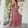 ruffle cap sleeve dress | v-neck wrap belt dress | boho floral maxi dress | ultrasonic cleaning