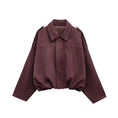 Women's Batwing Sleeve Lapel Suede Texture Effect Pilot Jacket Meifu Market
