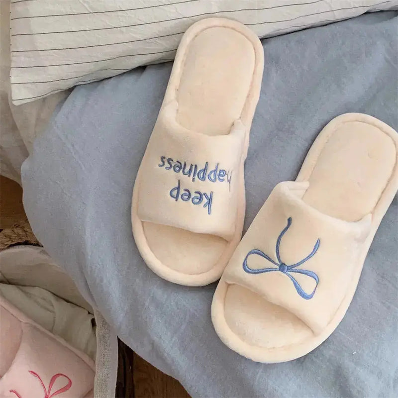 New Creative English Letters Ins Style Word Soft Flat Bottom Ladies Cotton Slippers Meifu Market