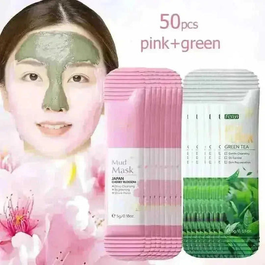 50pcs Japan Sakura Clay Mask for Face Deeply Cleansing Moisturizing Oil-Control Anti-Aging Wrinkle Pink Mud Mask Facial...