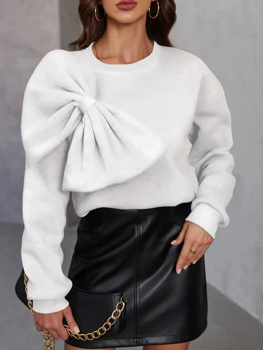 Loose Slimming Bow Long Sleeve Sweater Meifu Market