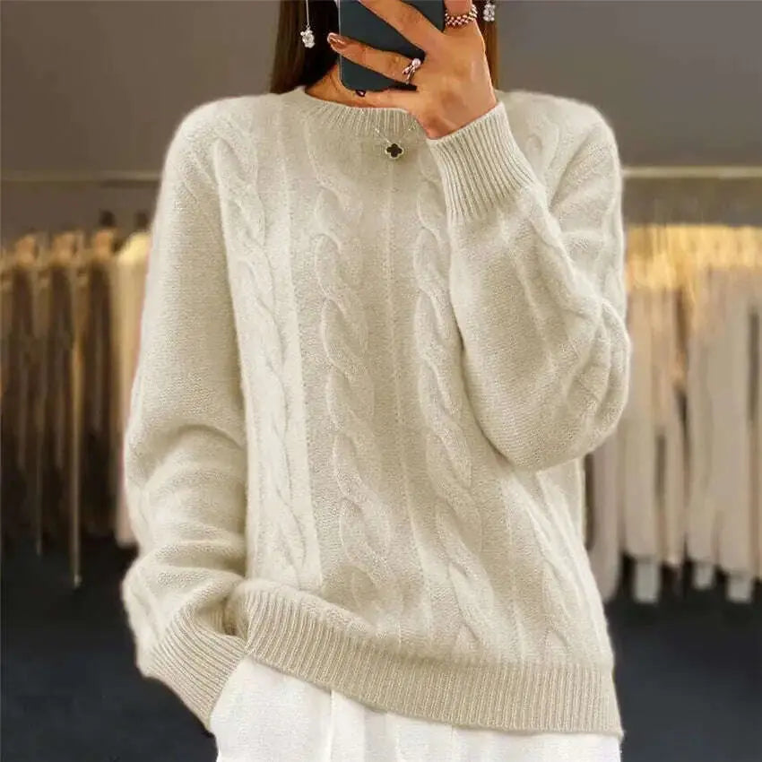 Fashion Retro Cable-knit Pullover Sweater Women Meifu Market
