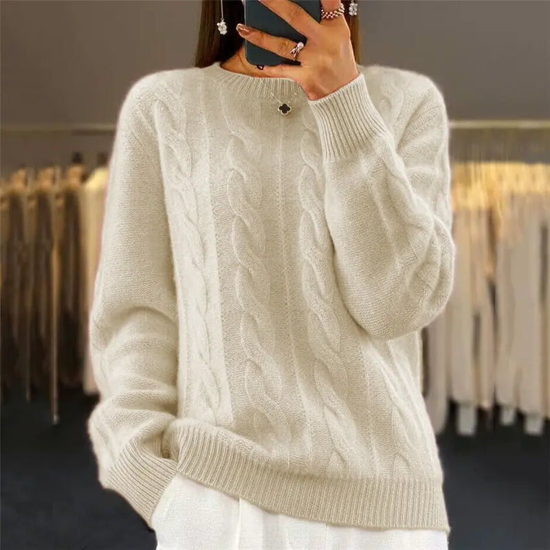 Fashion Retro Cable-knit Pullover Sweater Women Meifu Market