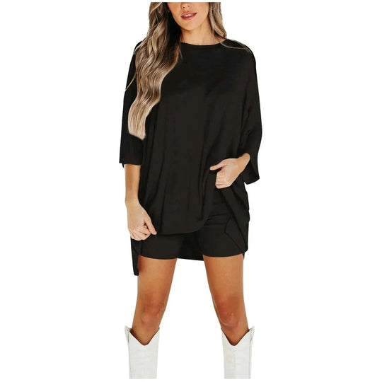 summer knit suit set | breathable cotton blend fabric | casual two-piece outfit | energy saving