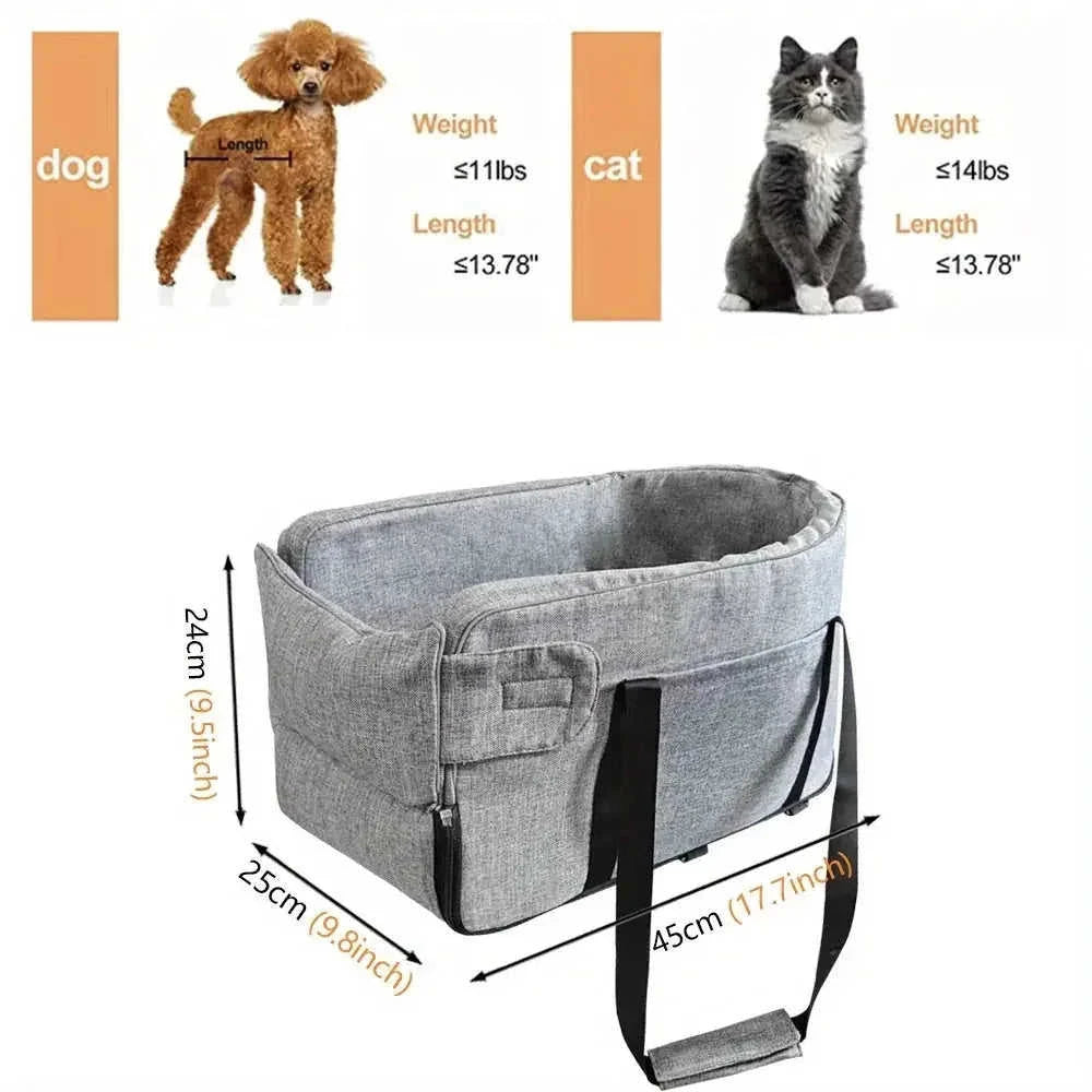 pet car seat with safety harness | waterproof dog car bed | portable pet carrier for cars | ultrasonic cleaning