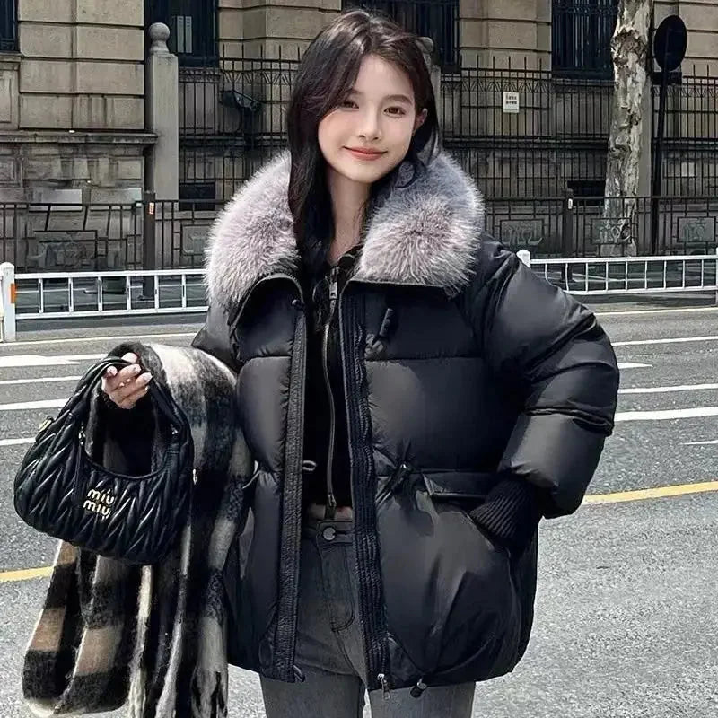 korean wool blend puffer jacket | oversized fit winter coat | lightweight thermal insulation | energy saving