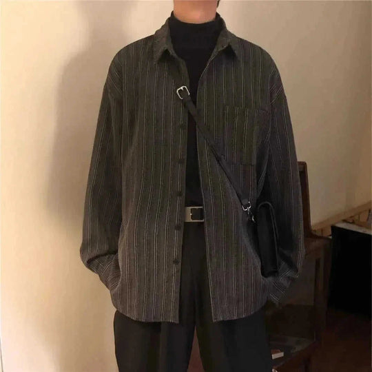 loose-fit striped shirt | vintage long sleeve top | oversized cotton shirt | ultrasonic cleaning