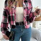 Autumn And Winter Casual Plaid Pocket Long Sleeve Woolen Jacket Coat Meifu Market