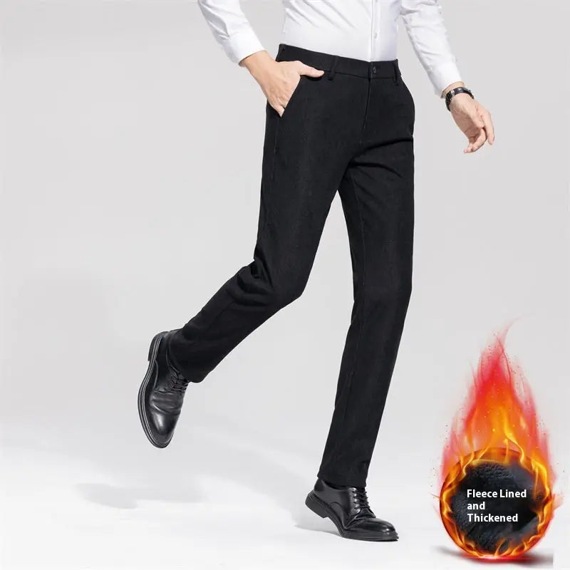 Men's Casual Pants Autumn And Winter Fleece-lined Thickened Suit Meifu Market