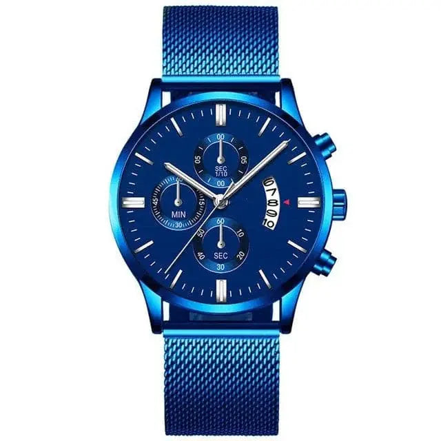 stainless steel mesh band | elegant office timepiece | minimalist mens accessory | ultrasonic cleaning