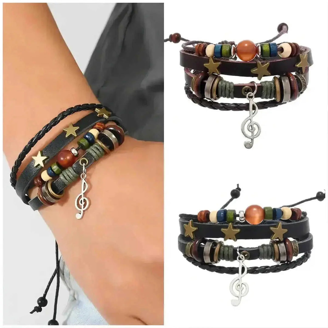 genuine cowhide leather bracelet | adjustable multi-layer bracelet | vintage style leather jewelry | energy saving