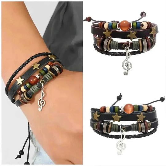 genuine cowhide leather bracelet | adjustable multi-layer bracelet | vintage style leather jewelry | energy saving