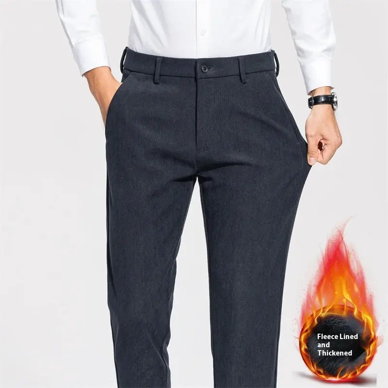 Men's Casual Pants Autumn And Winter Fleece-lined Thickened Suit Meifu Market