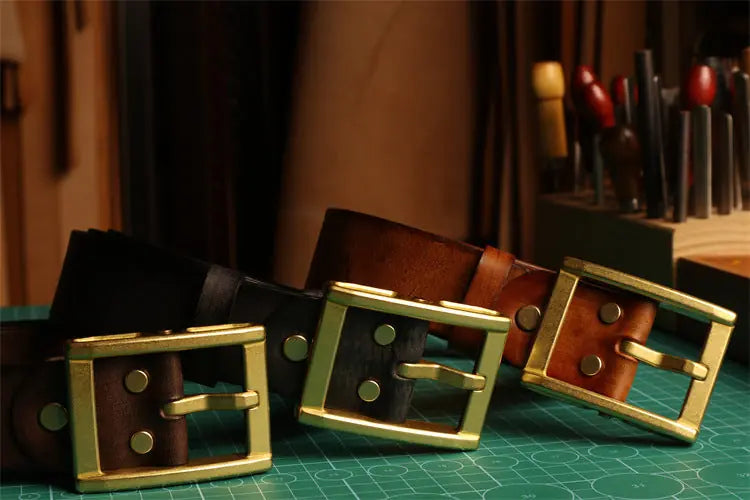 Cargo Jeans Belt Vintage Men's First Layer Cowhide Vegetable meifu market