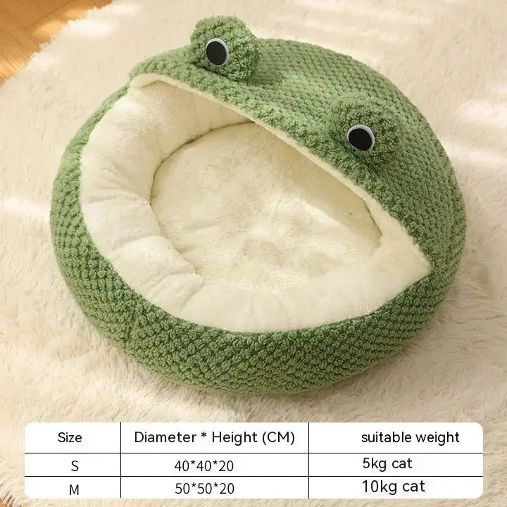 Pet Cat Dog Nest Little Frog Series Warm Plush Mat Autumn Winter Pet House Full Package Nest For Small Cats Dogs Within 5KG Meifu Market