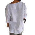 V-neck Long-sleeved T-shirt Fashion Loose Cotton And Linen Button Tops For Women Meifu Market