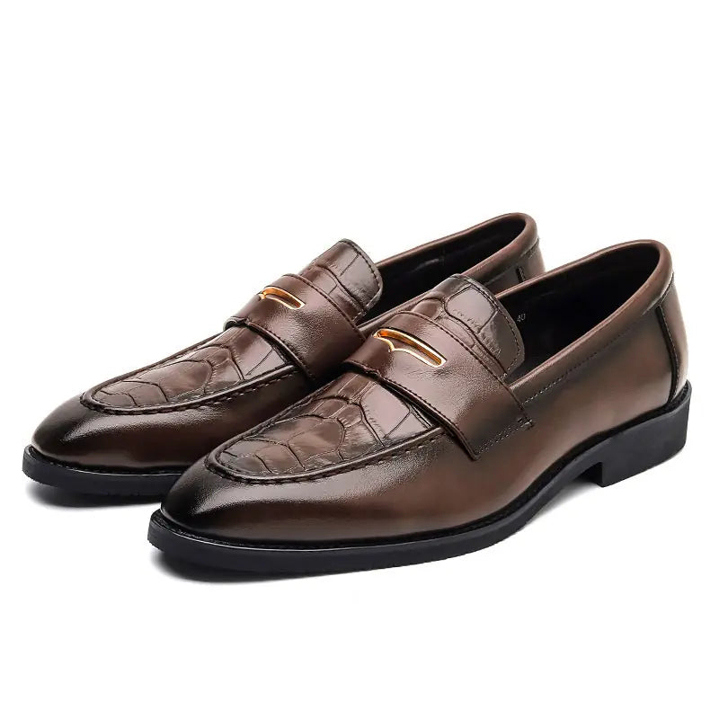 Large Size Men's Slip-on Pointed Leather Shoes Formal Wear Business Casual Meifu Market