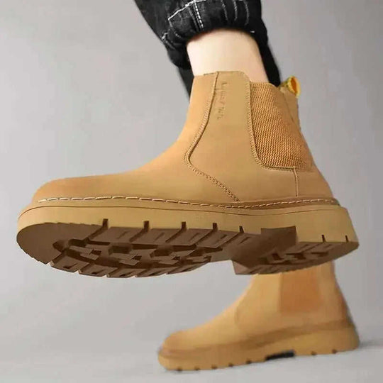 New Autumn And Winter British Style Rhubarb Worker Boot Thick Bottom High Top Smoke Pipe 41 - close-up detail shot
