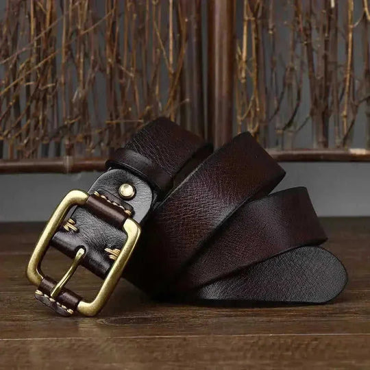 cowhide leather belt | solid brass buckle | adjustable belt for men | ultrasonic cleaning