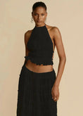 sexy backless halter top | pleated maxi skirt set | sleeveless cropped top | energy saving