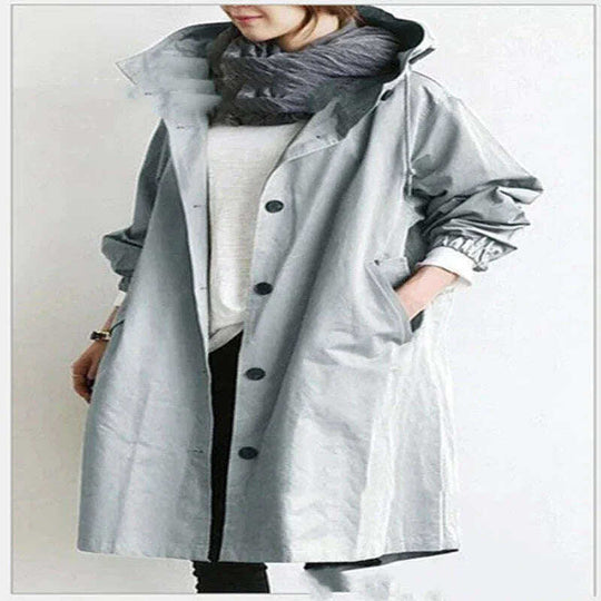 Women Windbreaker Jacket Casual Loose Button Pockets Hooded Quick Dry Windproof Waterproof Clothes For Outdoor Hiking Camping Meifu Market
