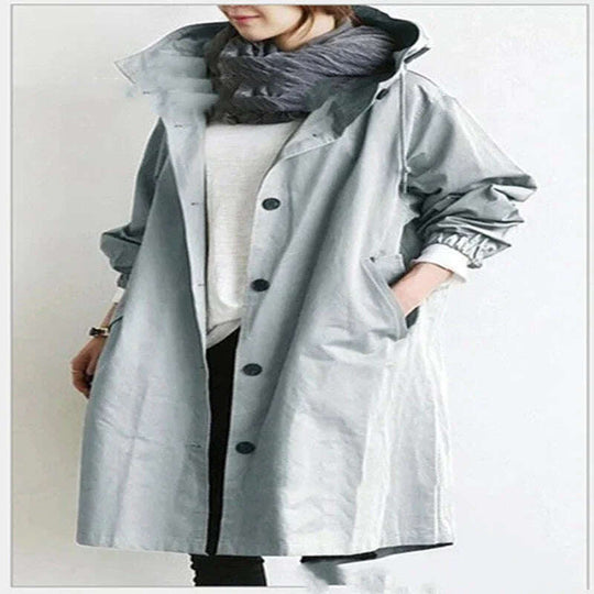 Women Windbreaker Jacket Casual Loose Button Pockets Hooded Quick Dry Windproof Waterproof Clothes For Outdoor Hiking Camping Meifu Market