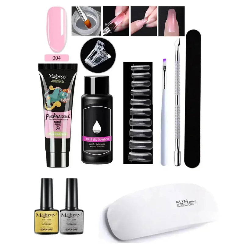 crystal nail extension kit | professional nail art set | acrylic nail forms set | ultrasonic cleaning