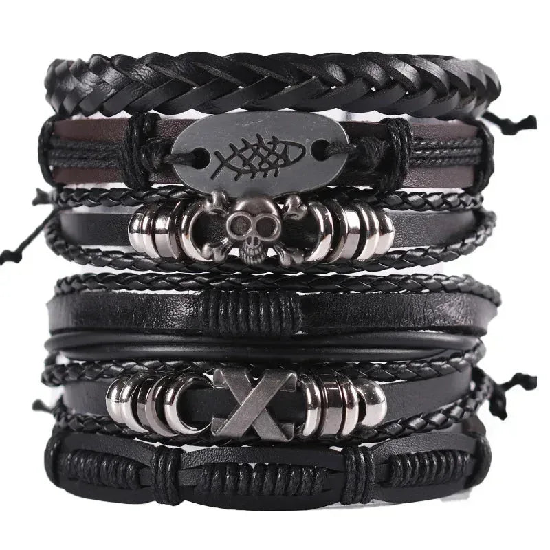 genuine leather bracelet | adjustable woven bracelet | multi-layer charm bracelet | energy saving