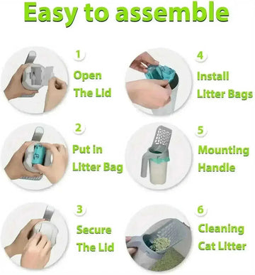 120pcs Dog Poop Bags with Cat Litter Scoop & Dispenser