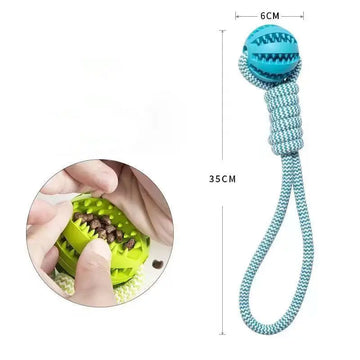 Dog Treat Ball Toy - Hemp Rope Rubber Chew Interactive for Small Dogs