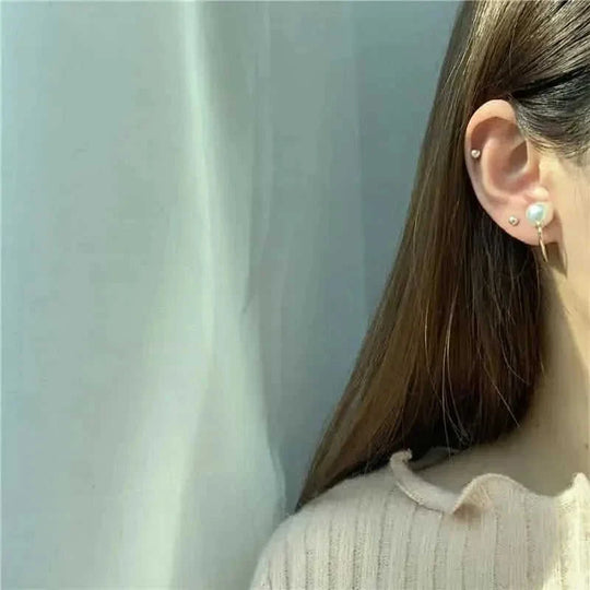 pierced pearl tassel earrings | sterling silver pearl studs | long drop dangle earrings | ultrasonic cleaning