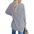 Solid Color Loose Drop Shoulder Sleeve V Neck Long Sleeve Blouse Meifu Market