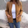 New Solid Color Casual Coat Zipper Sweater Cardigan Brown - close-up detail shot