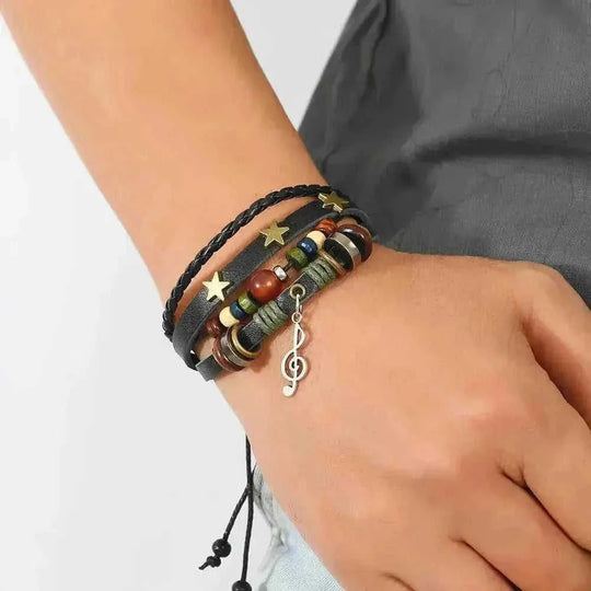genuine cowhide leather bracelet | adjustable multi-layer bracelet | vintage style leather jewelry | energy saving