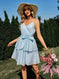 stretch fabric v-neck dress | adjustable waist strap dress | midi length summer dress | energy saving