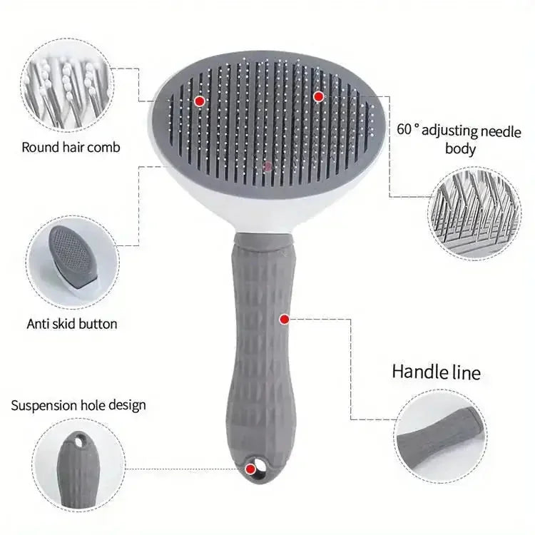 floating hair removal brush | pet hair removal tool | stainless steel bristles | ultrasonic cleaning
