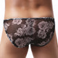 Men's Underwear Mesh Floral Print Small Briefs Color Ink Shorts Meifu Market