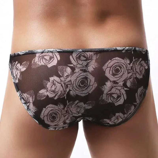 Men's Mesh Floral Print Briefs Low-Rise Breathable Underwear Meifu Market