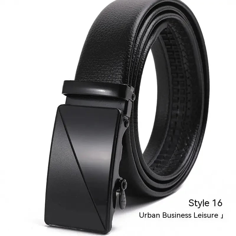automatic buckle belt | genuine leather belt for men | litchi pattern texture | energy saving