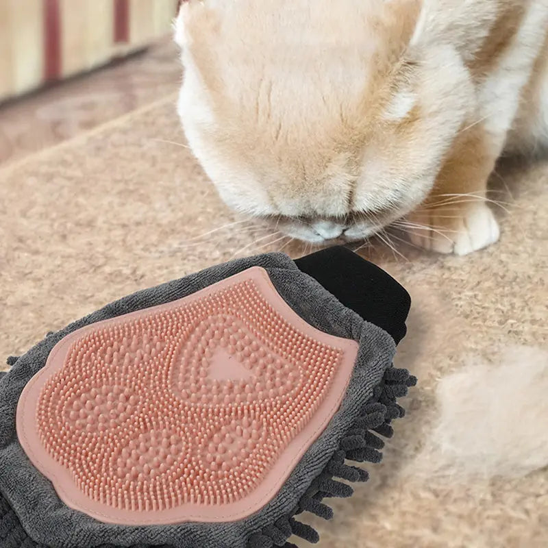 Pet Bathing Brush 2-in-1 Grooming Glove Elegant Dog Grooming Tool For Brushing, Massaging, And Drying Pet Grooming Kit For Dog Cat 2-Sided Bathing Brush Cleaning Massage Glove Meifu Market