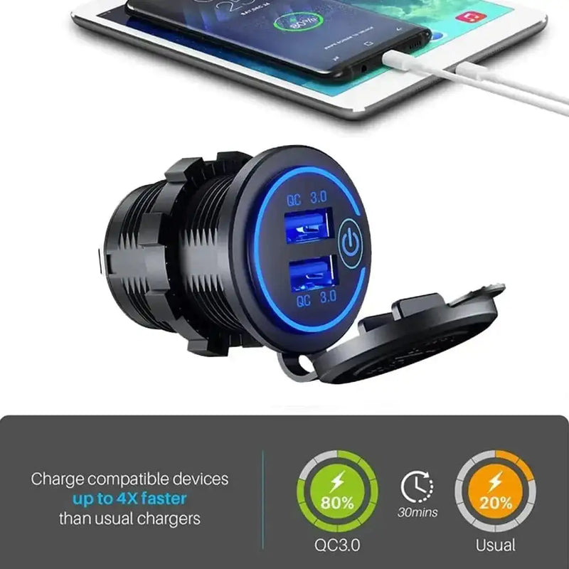 quick charge 30 car charger | waterproof 12v 24v adapter | dual usb fast charging | energy saving