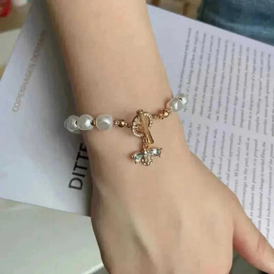 natural stone pendant bracelet | genuine pearl jewelry for women | adjustable bracelet length | ultrasonic cleaning