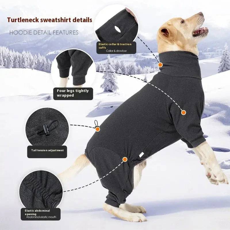 polar fleece dog sweater | high collar dog coat | cold weather dog clothing | energy saving