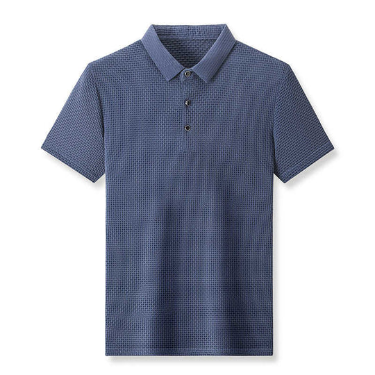 Ice Silk Polo-Collar Tee — Men's Cool-Touch Jacquard Summer Shirt