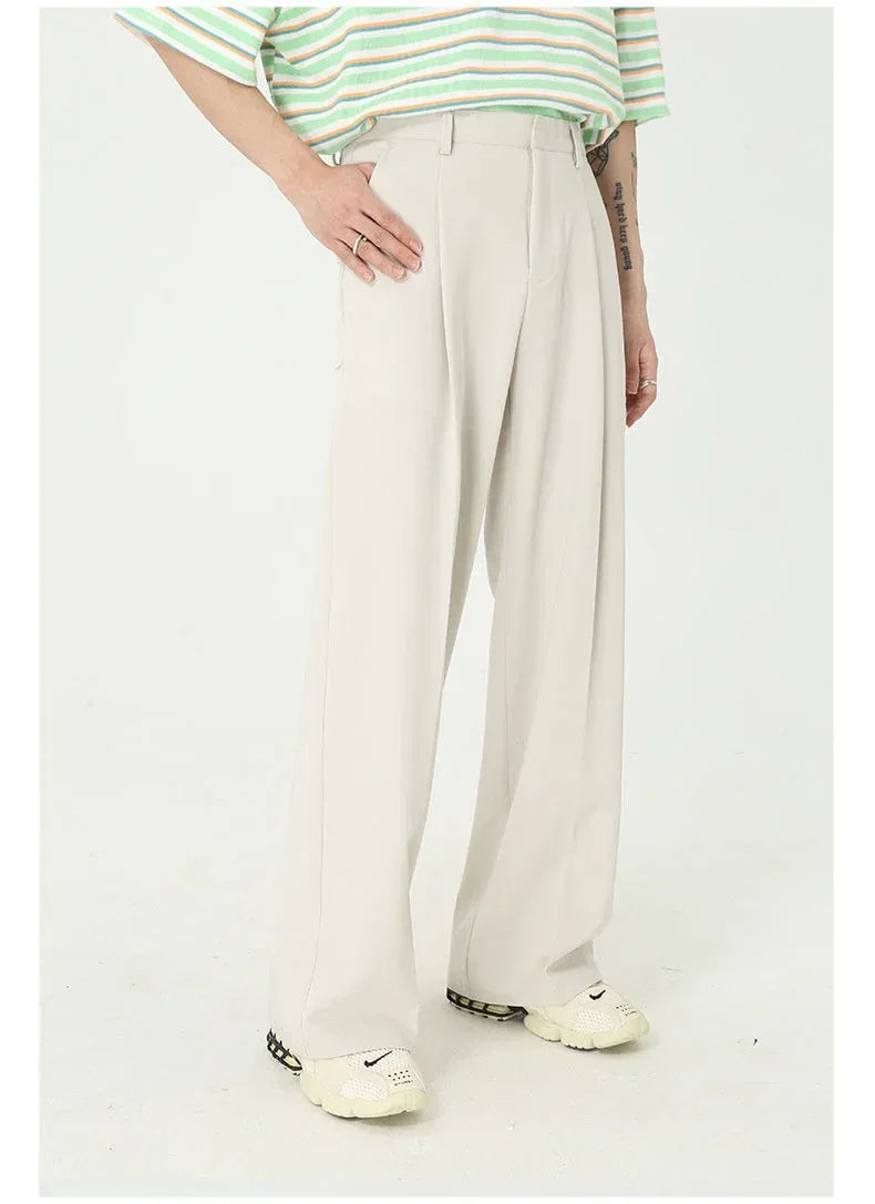 straight-leg suit pants | mid-waist trousers for men | wrinkle-resistant fabric | energy saving