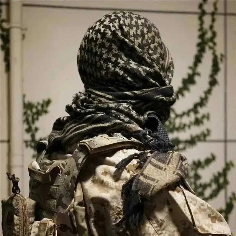 pure cotton tactical scarf | khaki arabic shemagh | lightweight cotton neck gaiter | ultrasonic cleaning